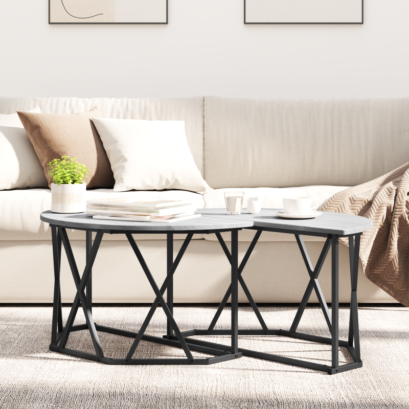 Grauer Sonoma Couchtisch 80x80x42 cm Aus Stabilem Holz