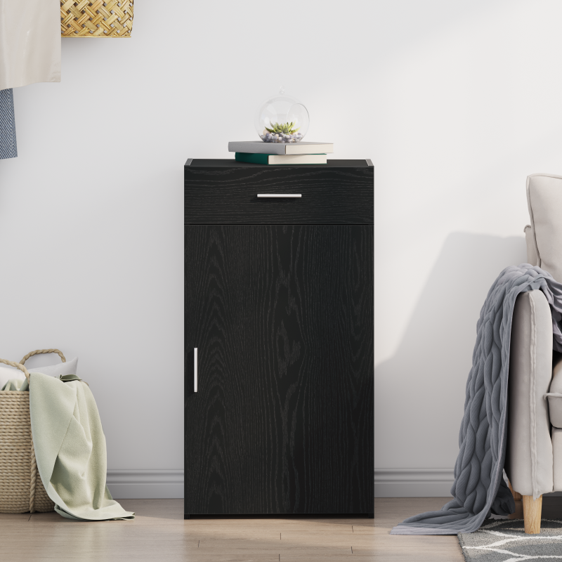 Sideboard Schwarz Eiche 30x42,5x93 cm aus Holzwerkstoff