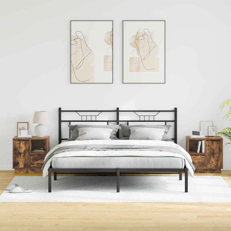 Nachttische mit LED-Lichtern 2 Stk. Geräucherte Eiche 50x34,5x50 cm