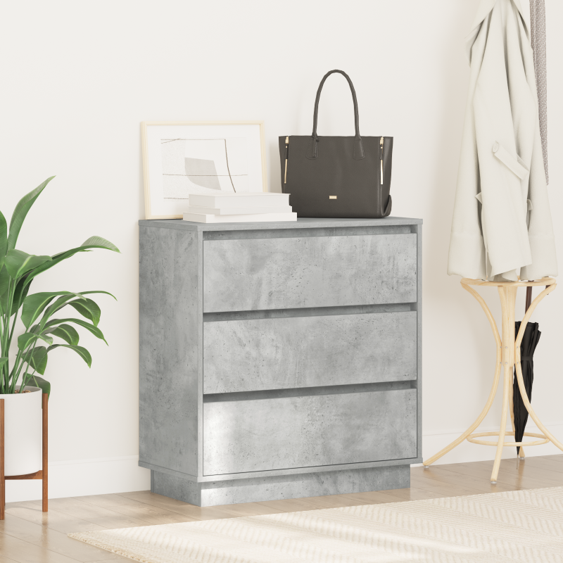 Nachttisch mit LED Beton Grau 71x34,5x75 cm Holzwerkstoff