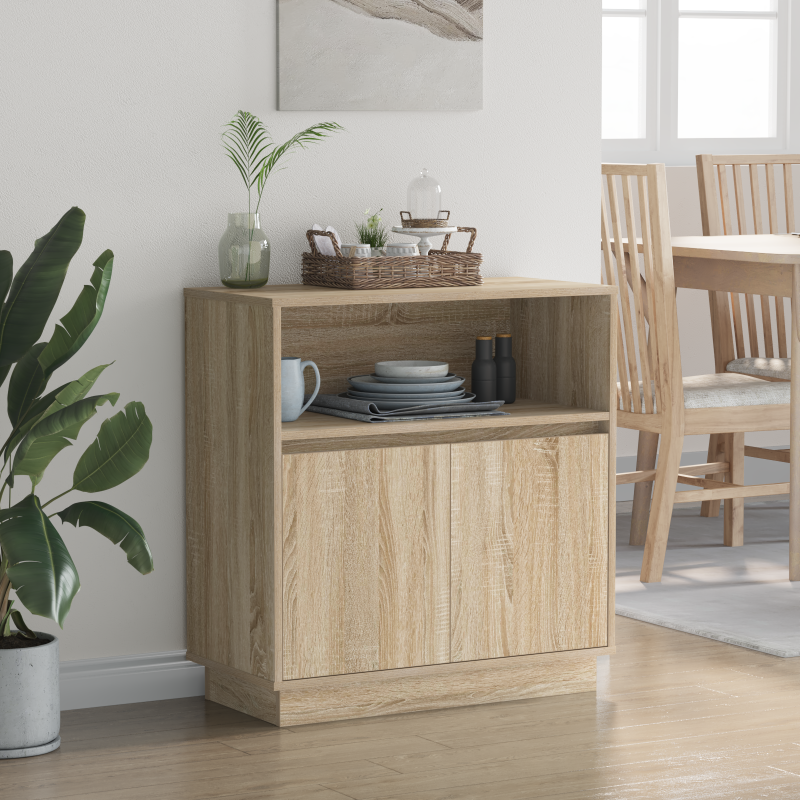 Sideboard mit LED Sonoma Eiche 71x34,5x75 cm Spanplatte