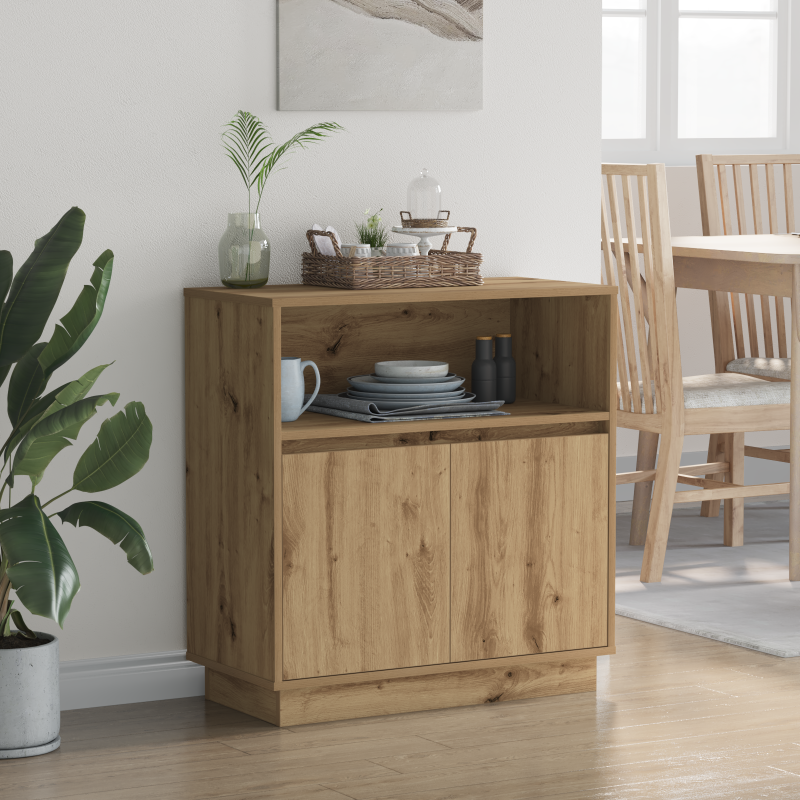 Sideboard mit LED Artisan Eiche 71x34,5x75 cm Holzwerkstoff