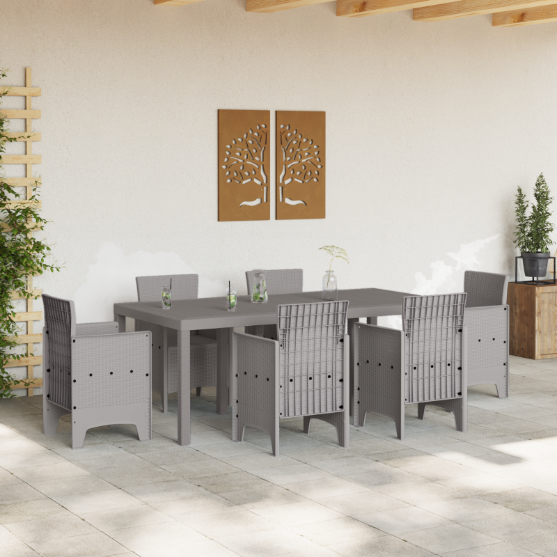 Gartentisch Hellgrau 200x100x73 cm Poly Rattan