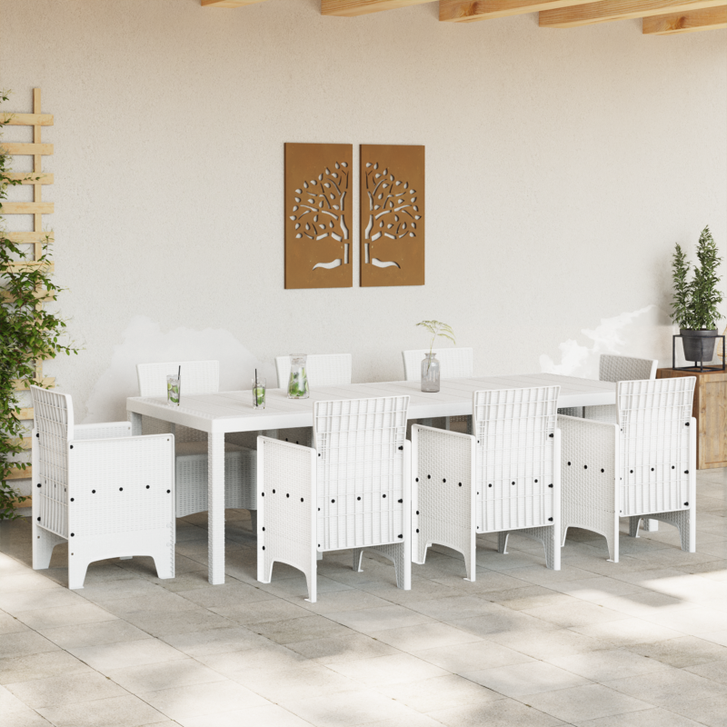 Gartentisch Weiß 250x100x73 cm Poly Rattan