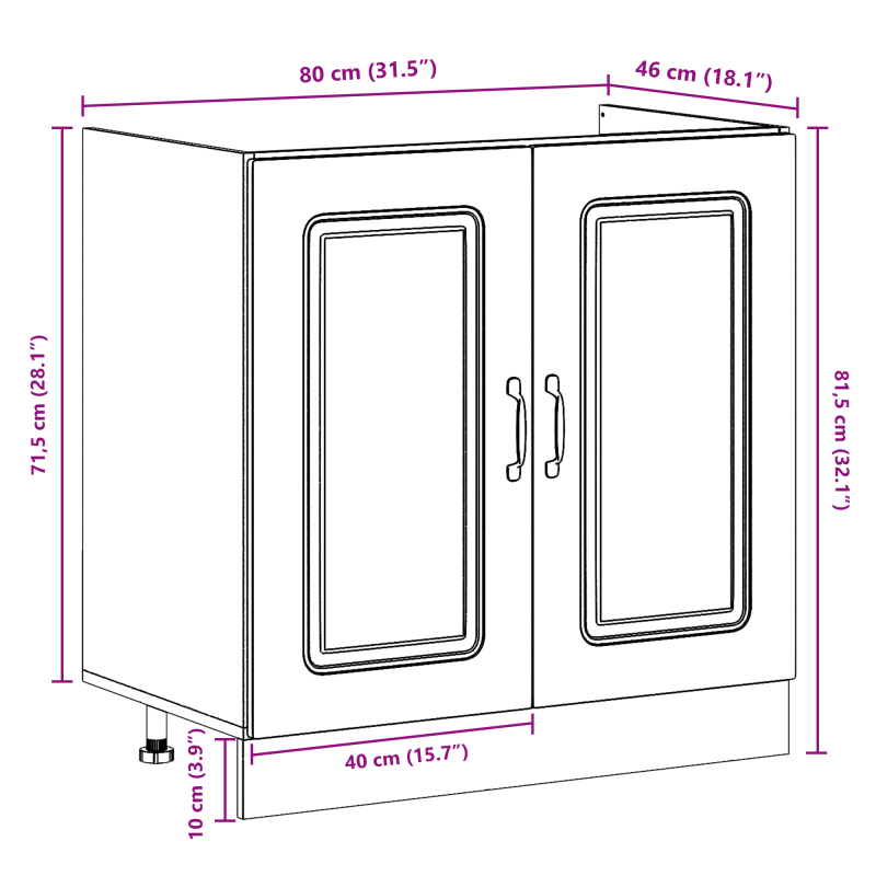 Küchenschrank Kalmar mit Doppelwaschbecken Weiß Holzwerkstoff