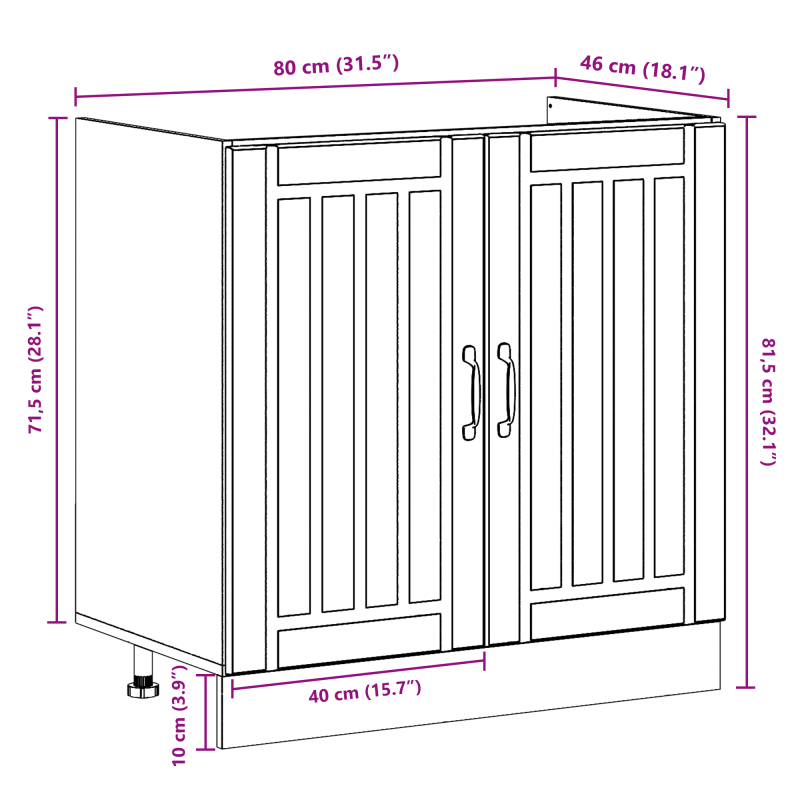 Küchenschrank Luccamit Doppelbecken aus Sonoma-Eichenfurnier