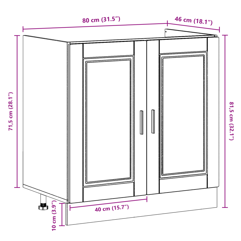Waschbeckenunterschrank Porto mit Waschbecken Braun Eiche 80x46x84,5 cm Holzwerkstoff