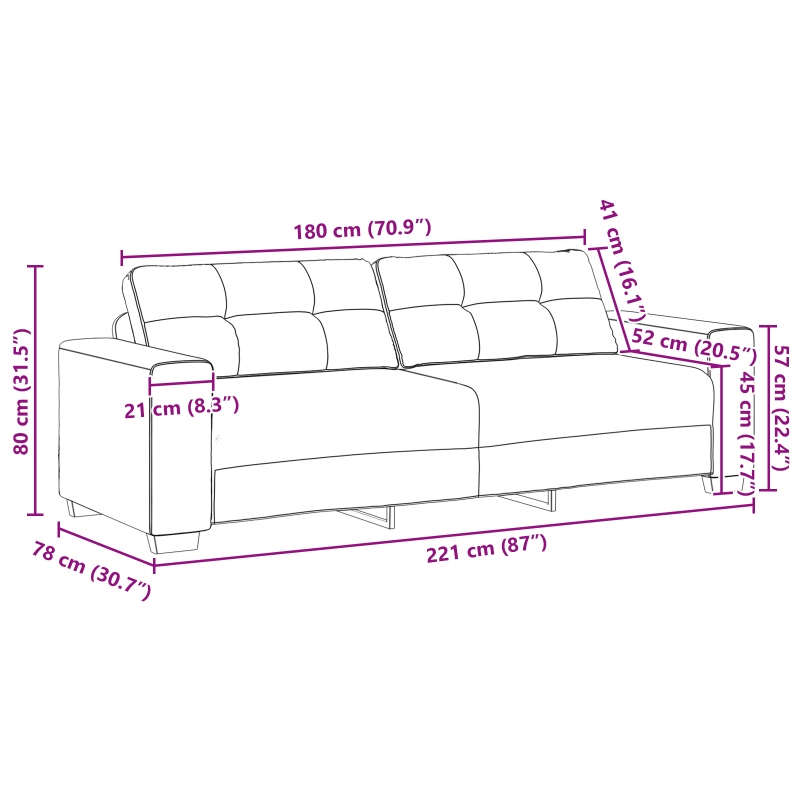 2-teiliges Sofa Set mit Polstern in Wolken-Grau-Stoff
