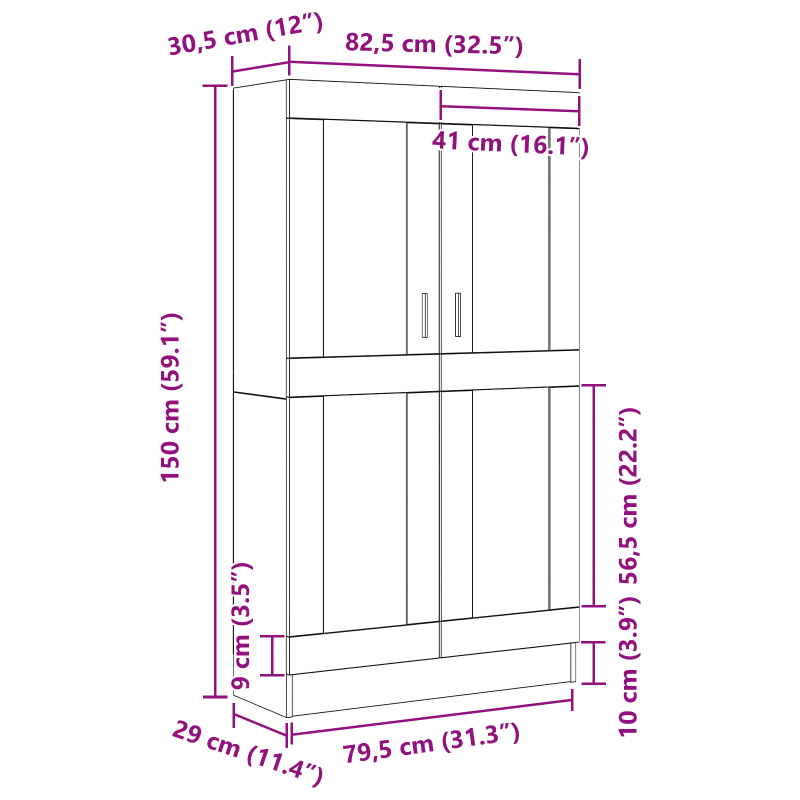 Bücherregale 2er Set Schwarz Eiche 165x30,5x150 cm Holzwerkstoff