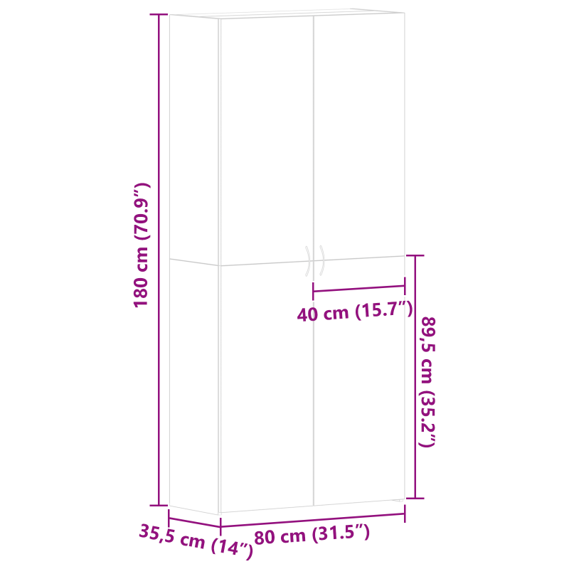 Schuhschrank Grau Sonoma 80x35,5x180 cm Holzwerkstoff