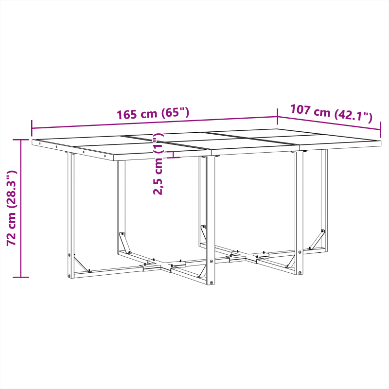 9-teiliges Garten-Esszimmer-Set mit Kissen aus Stahl und Textilene