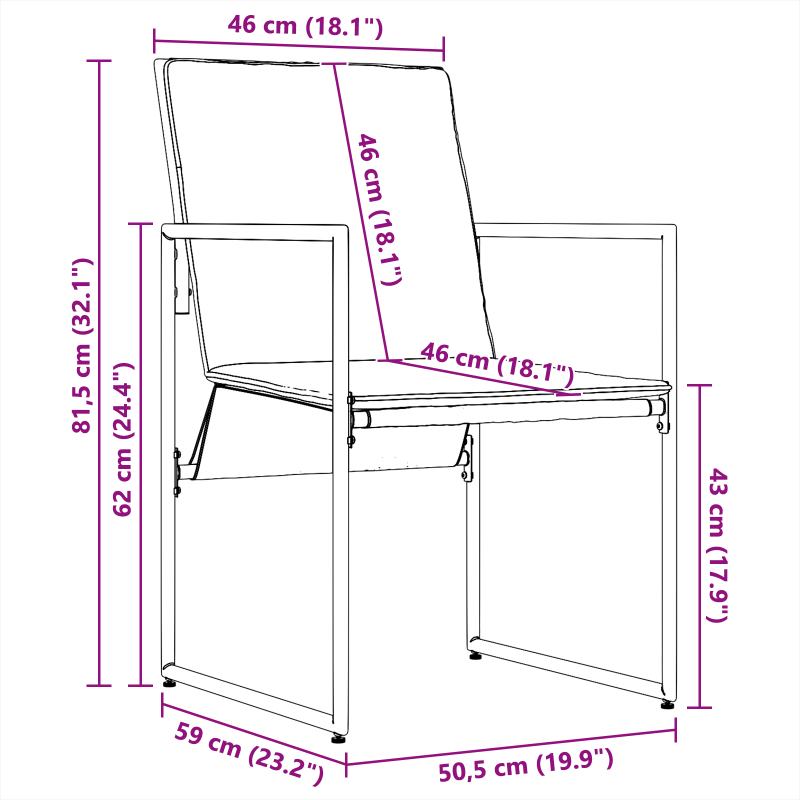 9-teiliges Garten-Esszimmer-Set mit Kissen aus Stahl und Textilene