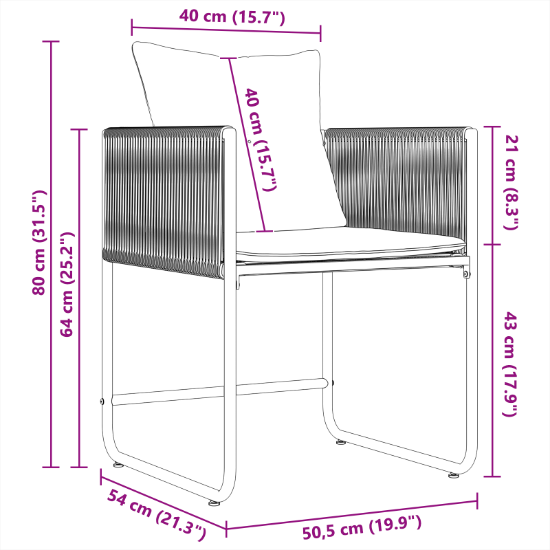 12-teiliges Garten-Dining-Set mit Kissen aus Stahl und Poly-Rattan