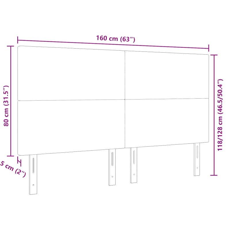 Einfaches Creme Kopfteil - 160 cm aus Cord