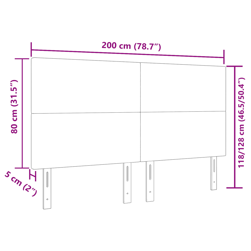 Kopfteil Einfaches Design Hellgrau 200 cm Cord-Stoff