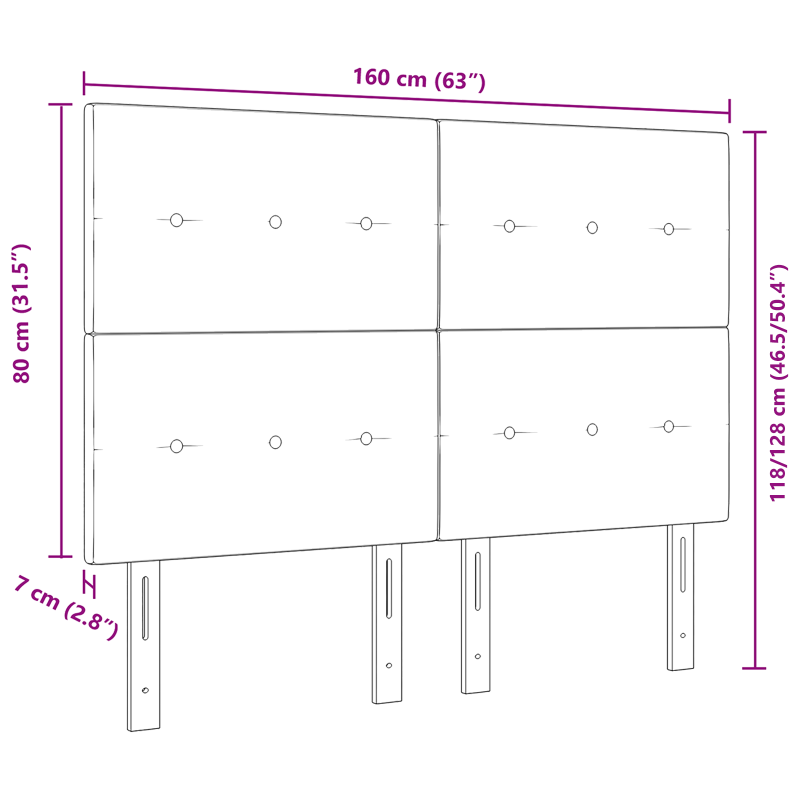 Kopfteil mit Knopfheftung Dunkelblau 160 cm Samt