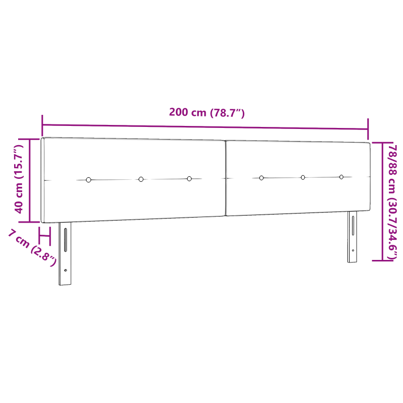 LED Kopfteil Mit Knöpfen Dunkelbraun 100 cm Stoff