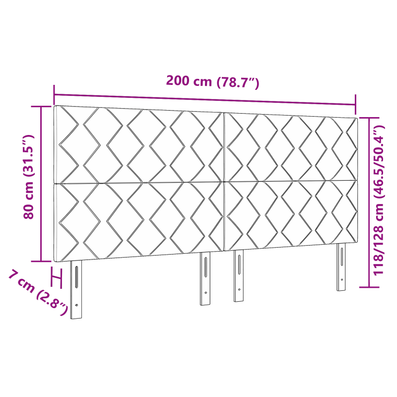 LED Kopfteil Diamantblock Design Dunkelgrau 200 cm Stoff