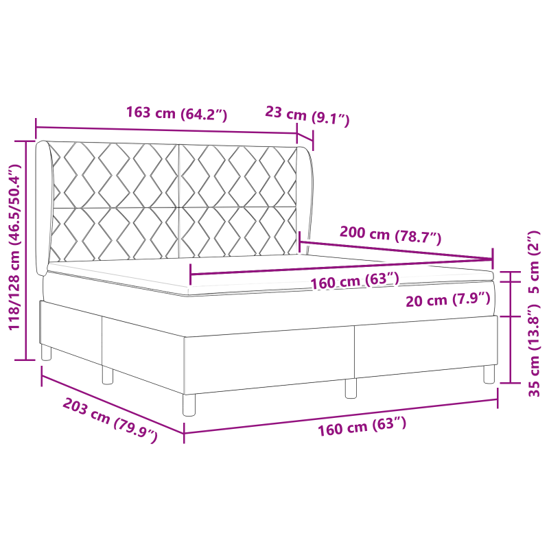 Boxspringbett mit Matratze Dunkelgrau 160x200 cm Samt