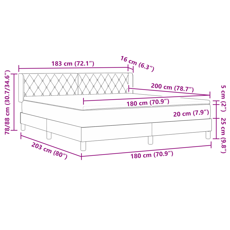 Boxspringbett mit Matratze Hellgrau 180x200 cm Samt