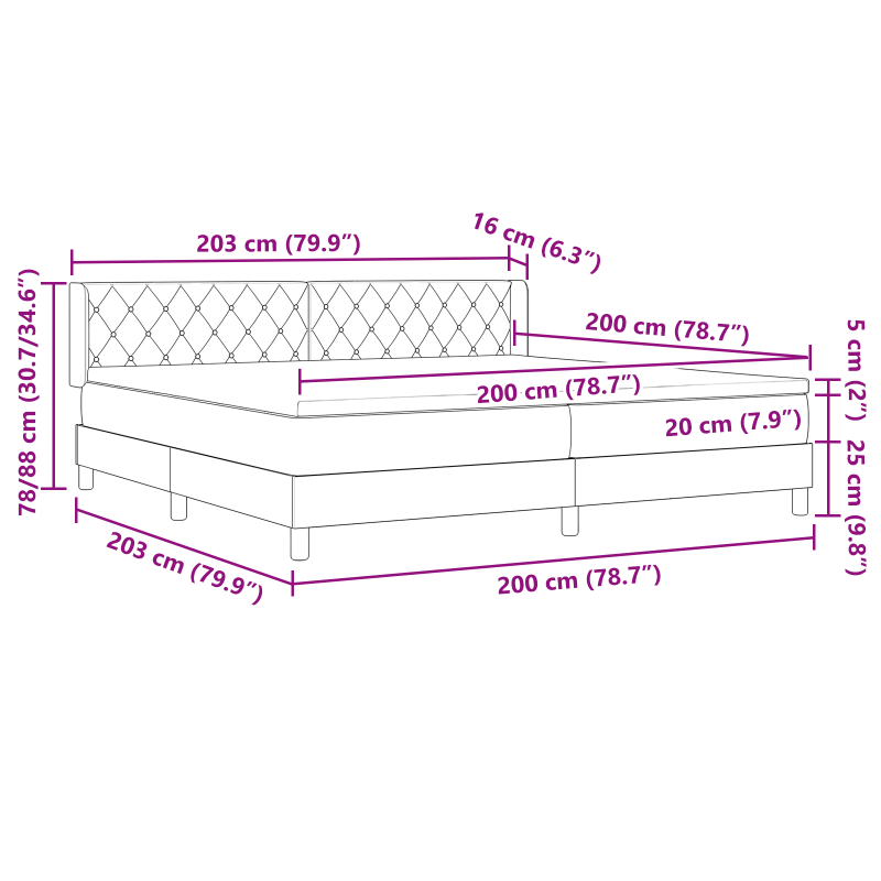 Boxspring-Bett mit Matratze Hellgrau 200x200 cm Samt