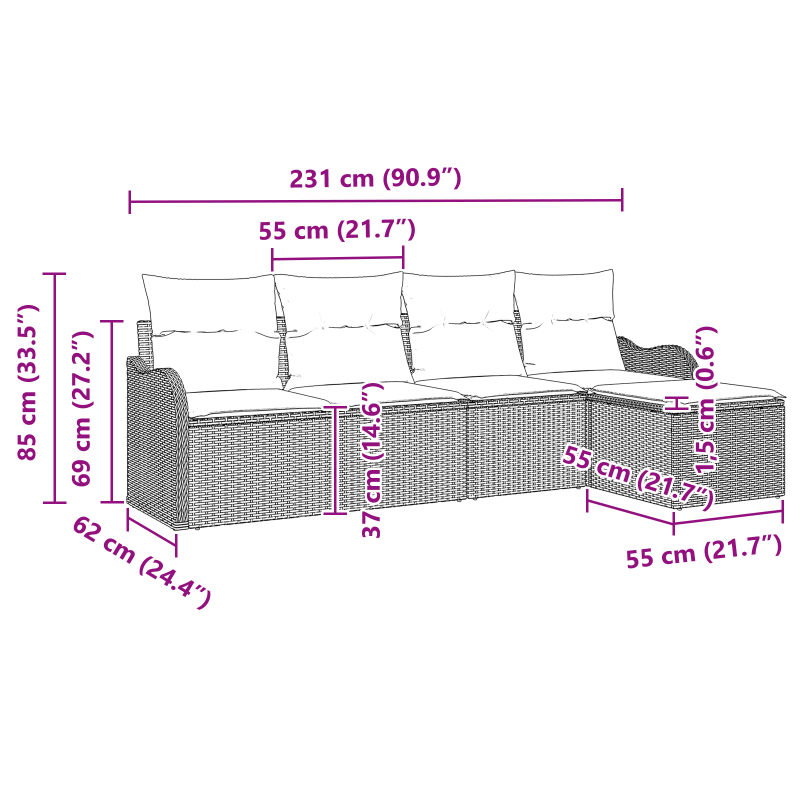 Boxspringbett mit Matratze & LED Rosa 140x200 cm Samt