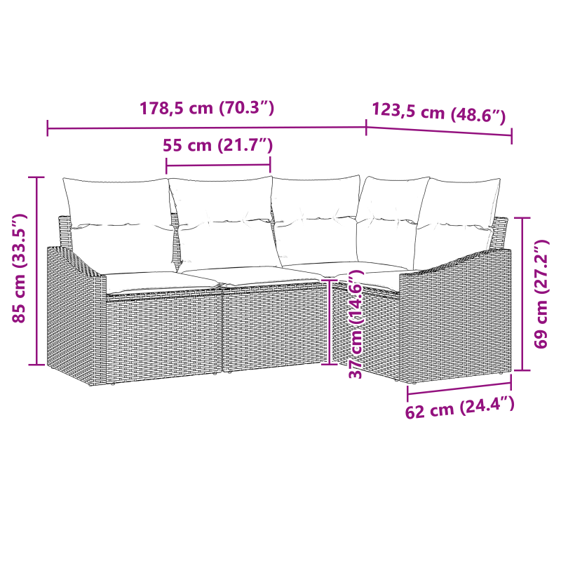 3-teiliges Garten Essset Massivholz Akazie