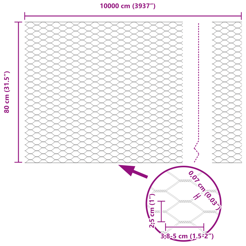 Hexagon-Zaun Grau 0,8x100 m Stahl