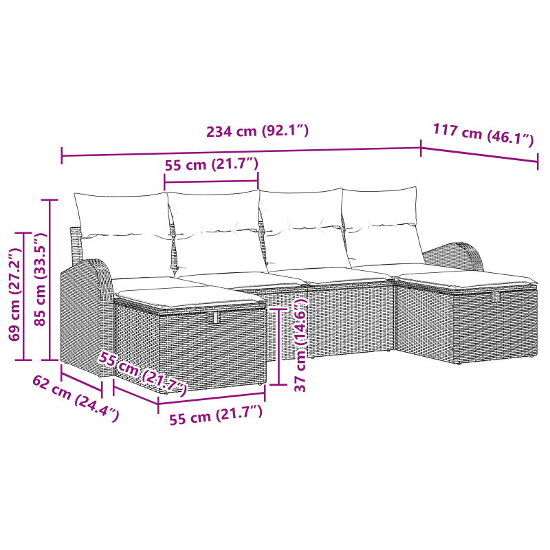4-teiliges Badezimmermöbel-Set - Altes Holz