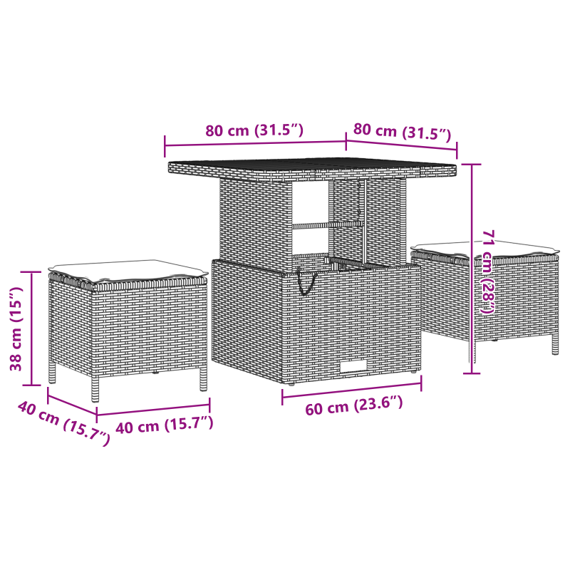 10-teilige Garten Sofa Set mit Kissen Beige Poly Rattan