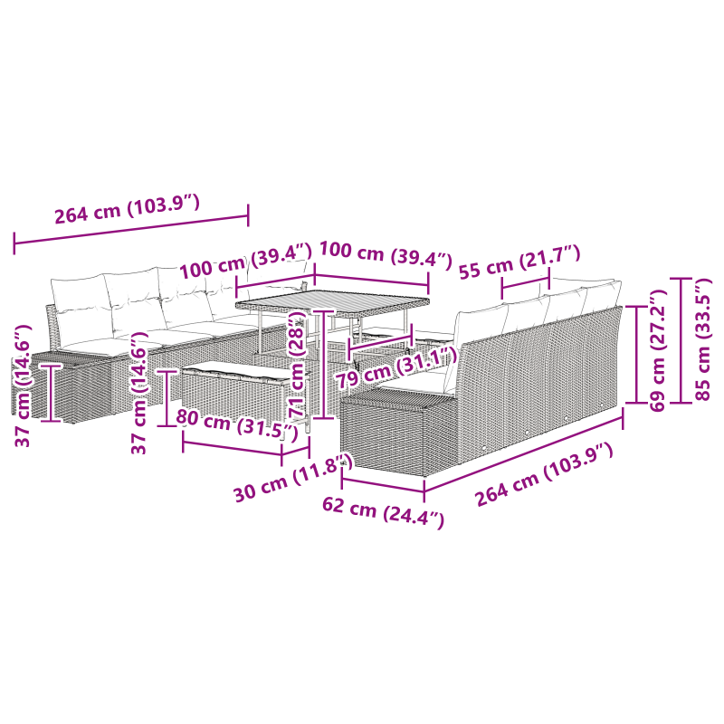 Bücherregalbett Geräucherte Eiche 100x200 cm Holzwerkstoff