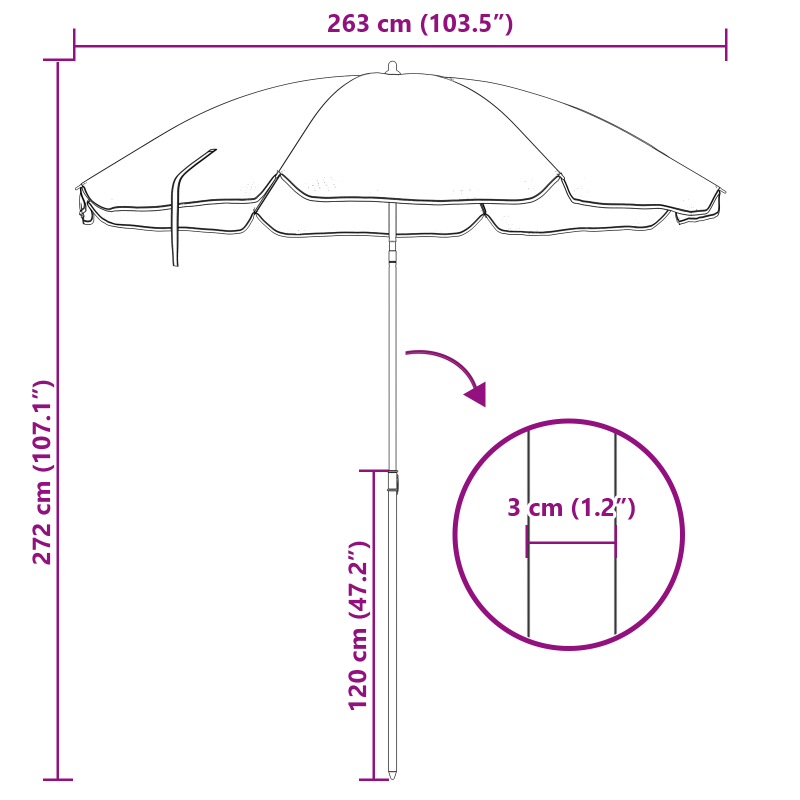 Strandparasol mit Aluminiumgestell Blau & Weiß 300 cm