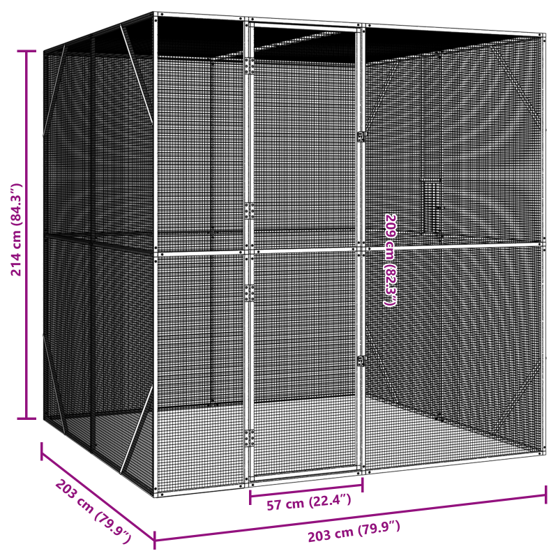 Vogelhaus Anthrazit 209x202x214 cm Stahl
