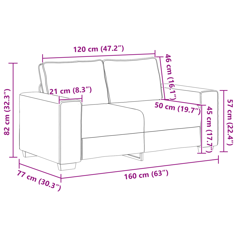 2-Sitzer-Sofa 120 cm Leinen
