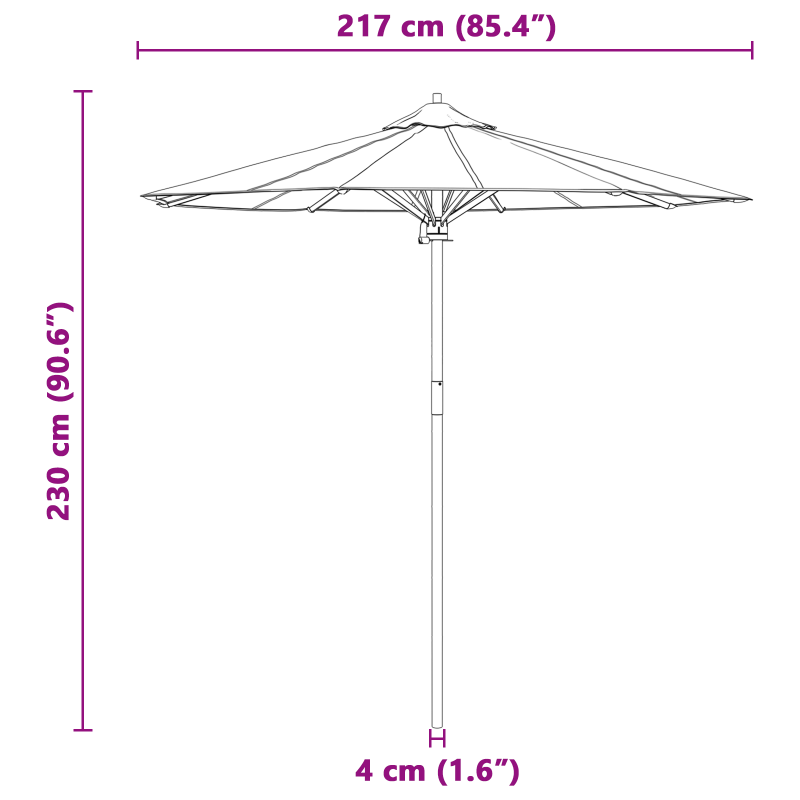 Garten-Schirm Creme Weiß 217x230 cm Bambus