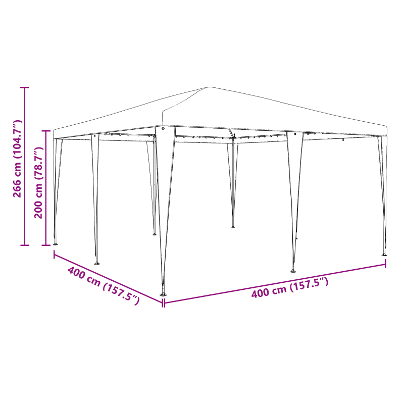 Party Zelt Anthrazit 4x4 m PE
