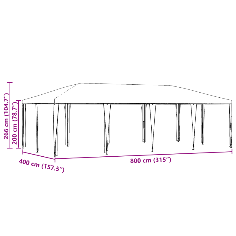Partyzelt Weiß 8x4 m PE