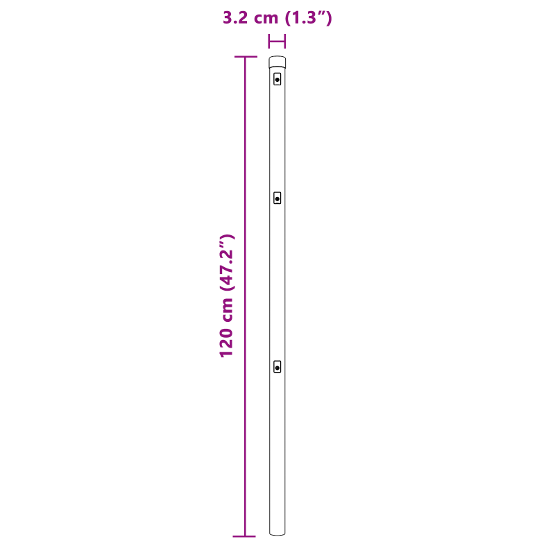 Zaunpfosten 7 Stück Grau Ø32 mm 120 cm Galvanisiertes Stahl