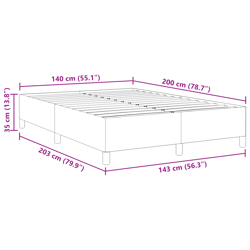 Bettgestell Dunkelgrau 140x200 cm Cord Stoff
