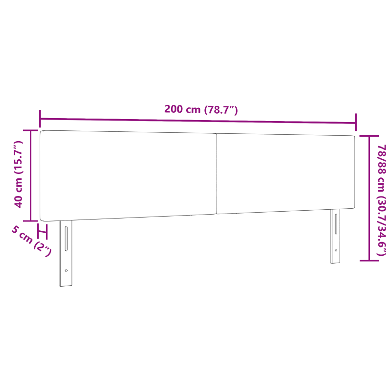 Kopfteil Schlichtes Design Creme 200 cm Cord-Stoff
