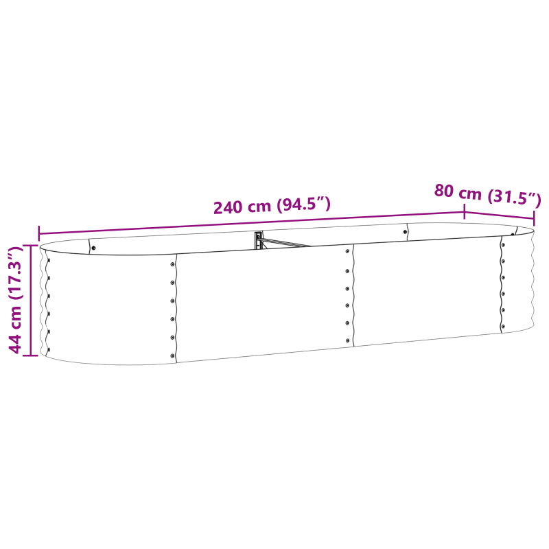 Hochbeet Braun mit Holzlook 240x80x44 cm Stahl