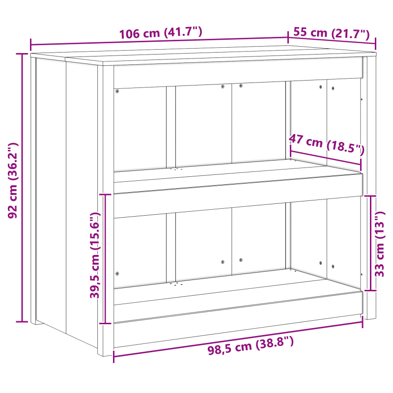 Außenküchenregal 106x55x92 cm Massivholz Douglasie