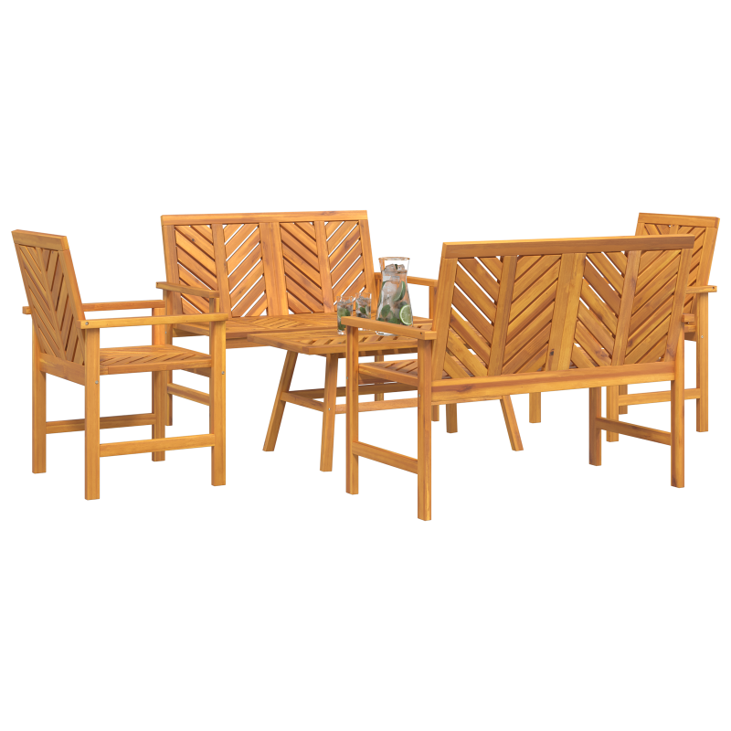 5-teiliges Garten Lounge Set Massivholz Akazie