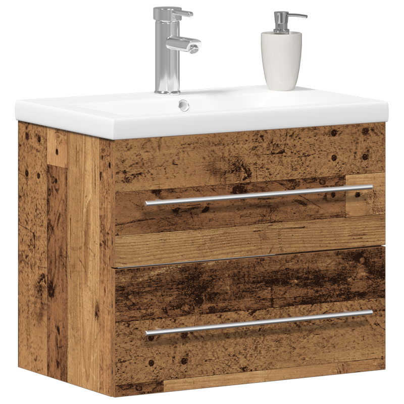 Badezimmer Waschschrank mit integriertem Waschbecken Altholz Spanplatte