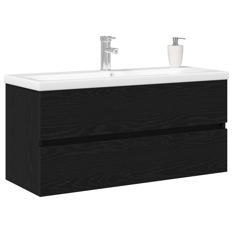 Waschbecken Schrank mit integriertem Waschbecken Schwarze Eiche aus lackiertem Holz