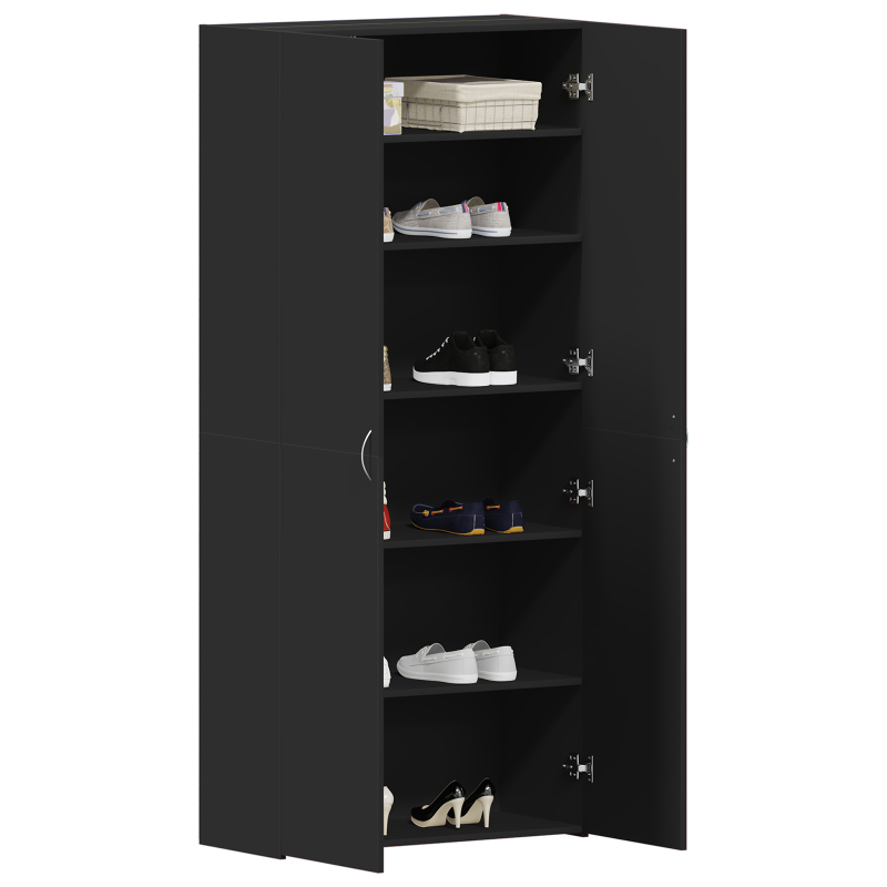 Schuhschrank Schwarz 80x35,5x180 cm Holzwerkstoff