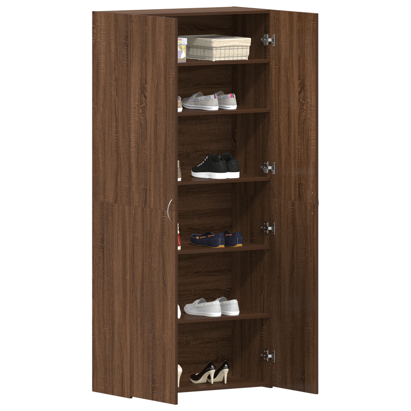 Schuhschrank Braunes Eichenholz 80x35,5x180 cm Ingenieurholz