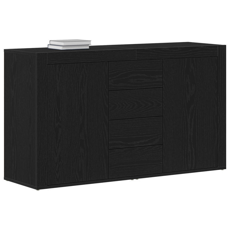Sideboard Schwarz Eiche Fertigholz 120 x 36 x 69 cm Stauraum