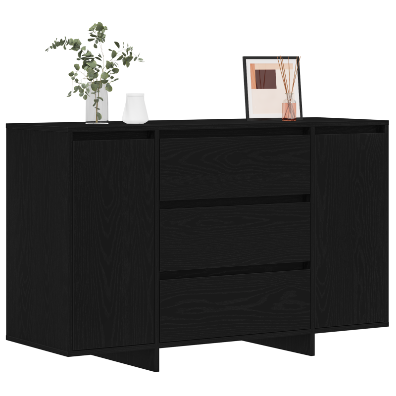 Sideboard Schwarz Eiche 120x41x75 cm Ingenieholzmöbel