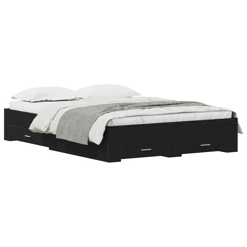 Bettgestell mit Schubladen Schwarze Eiche Holzwerkstoff